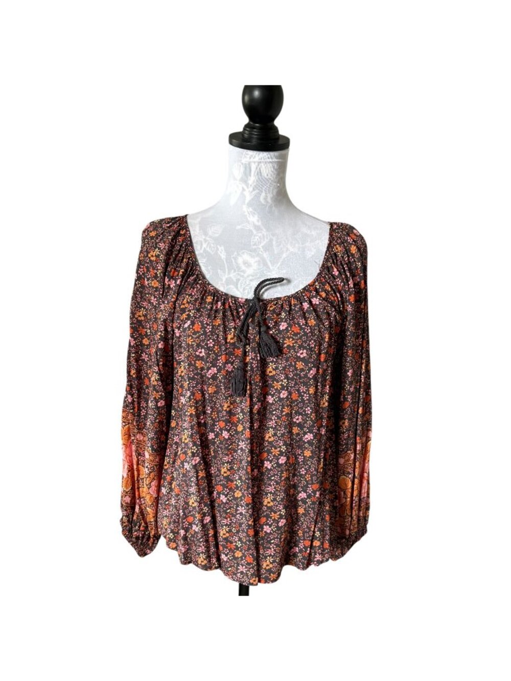 Spell and Gypsy Womens Floral Long Sleeve Boho Blouse Shirt Top Small